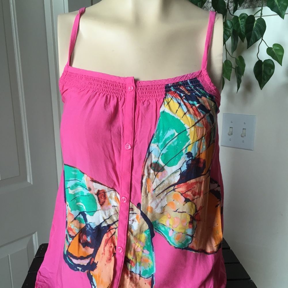 Old Navy Silky Button Front Butterfly Cami Tank